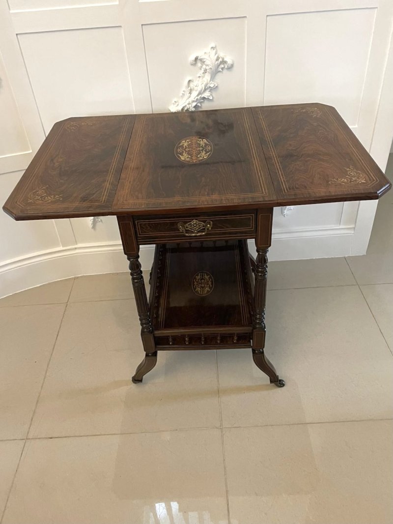Outstanding Quality Antique Victorian Rosewood Inlaid Centre Table - Image 6